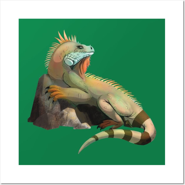 Green tropical iguana Wall Art by Geramora Design